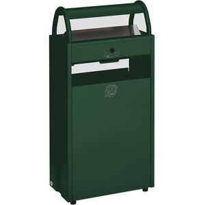 VAR Recipiente para residuos con cenicero, capacidad 60 l, A x H x P 480 x 960 x 250 mm, verde RAL 6005