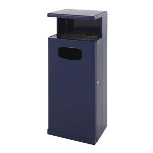 kaiserkraft Colector de residuos con tejadillo y cenicero, aluminio, capacidad 55 l, A x H x P 345 x 1030 x 400 mm, azul