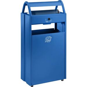 VAR Colector de residuos con cenicero y tejadillo protector contra la lluvia, capacidad 60 l, A x H x P 480 x 960 x 250 mm, azul genciana RAL 5010