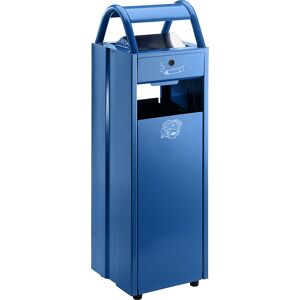 VAR Colector de residuos con cenicero y tejadillo protector contra la lluvia, capacidad 35 l, A x H x P 300 x 960 x 250 mm, azul genciana RAL 5010