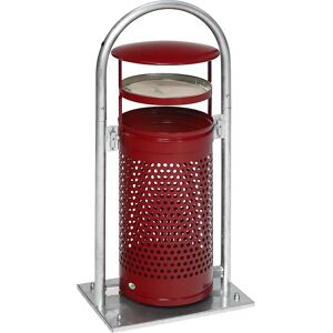 VAR Cenicero combinado con arco tubular y tejadillo, capacidad 65 l, A x H x P 580 x 1145 x 380 mm, rojo púrpura