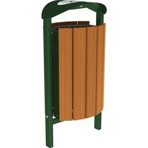 PROCITY Papelera SILAOS® con cenicero, acero / madera de roble, para encementar, verde / roble