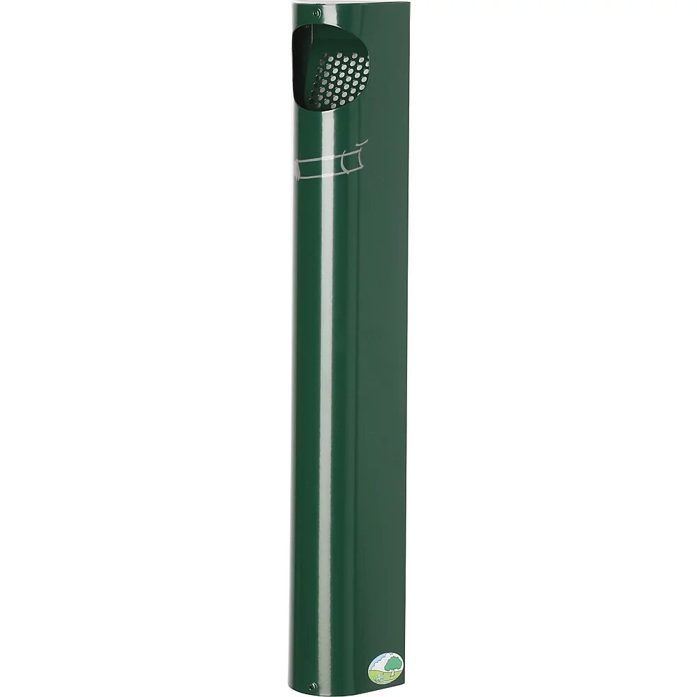 VAR Cenicero de pared, acero, 3,5 l, H x A x P 550 x 110 x 74 mm, verde musgo