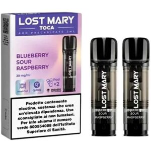 LOST MARY POD PRECARICATE TOCA AIR BLUEBERRY SOUR RASPBERRY 2 pezzi Nicotina 20 Mirtilli Lamponi