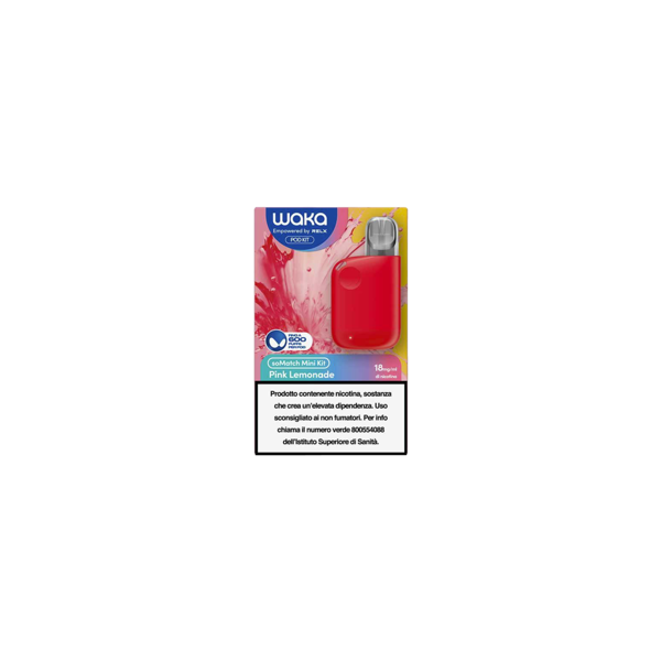 relx waka somatch mini kit ricaricabile 440mah (red) + pod precaricata pink lemonade