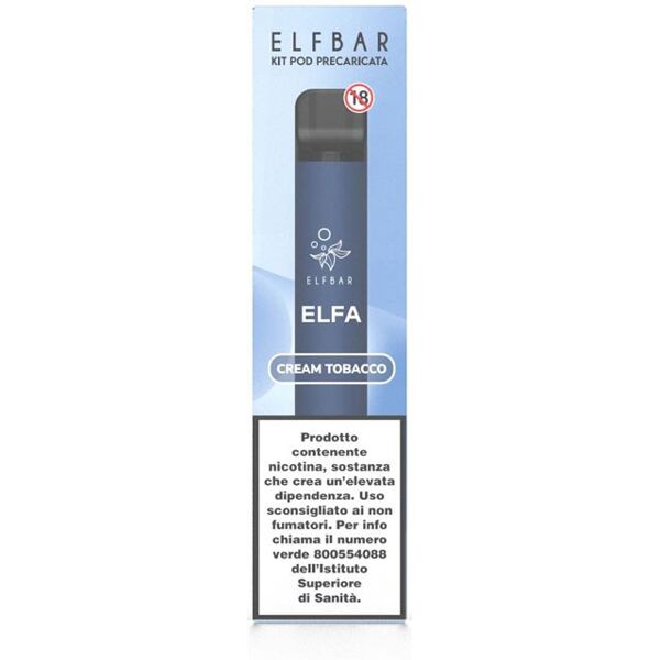 elfbar elfa kit batteria ricaricabile 500mah + pod cream tobacco