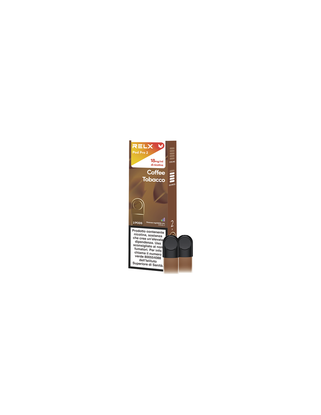 Relx Coffee Tobacco Pod Pro Cartucce Precaricate 1,9ml - 2 Pezzi