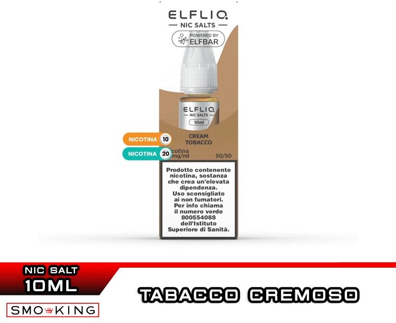 Elfbar CREAM TOBACCO Liquido Pronto Nicotina 10 ml Elfliq by