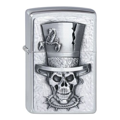 Zippo Aansteker 2001666 Skull Top Hat embleem benzine-aansteker, messing