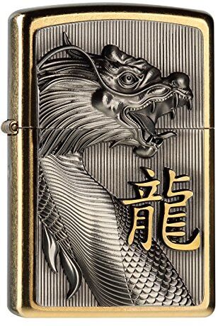 Zippo 2004517 G Golden Dragon tändare, mässing, ädelstensloptik, 1 x 3,5 x 5,5 cm