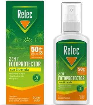 Relec 2en1 Fotoprotector SPF50 y Repelente con Citronela 100ml