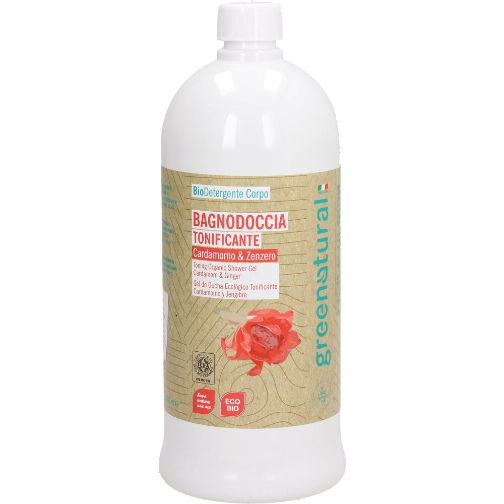 Greenatural Gel de ducha ecológico tonificante de Cardamomo y Jengibre (1 litro)