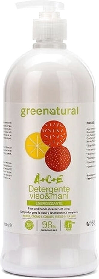 Greenatural Gel limpiador energizante para cara y manos A+C+E (1 litro)