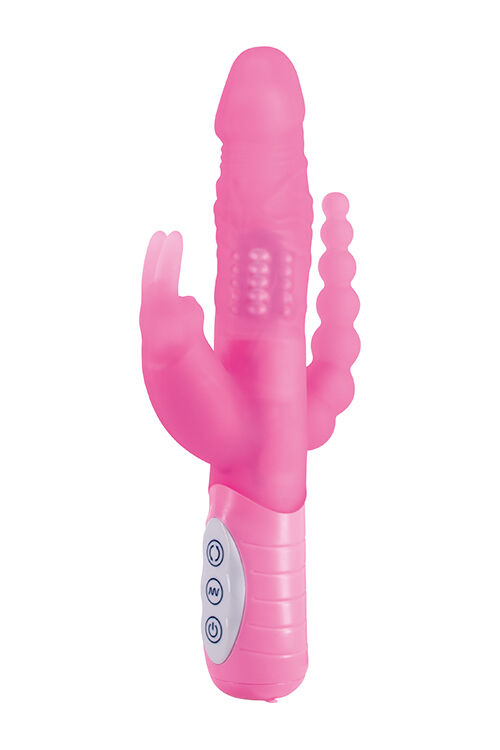 Seven Creations Slanke triple vibrator met roterende kralen E-rabbit