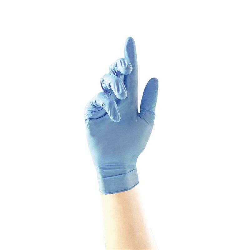HVS-Select Versterkte blauwe antibacteriële nitriel handschoenen L