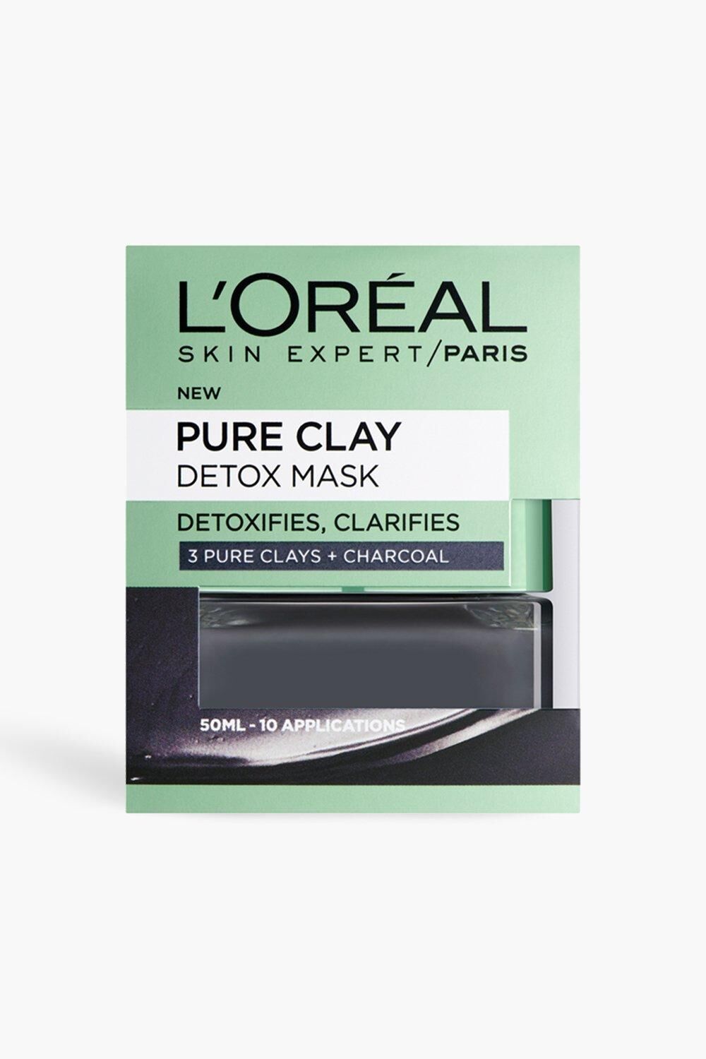 Boohoo L'Oréal Paris Face Mask Pure Clay Charcoal Detox & Clarifying 50Ml- Multi  - Size: ONE SIZE