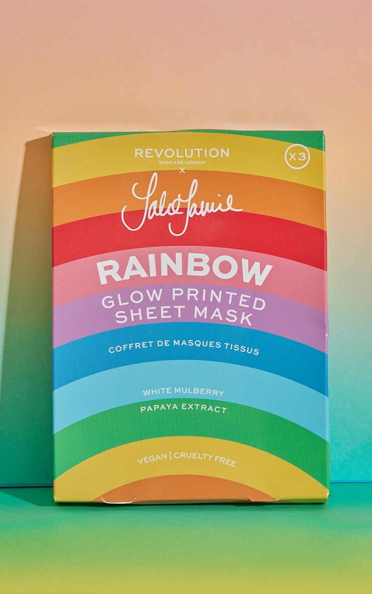 PrettyLittleThing Revolution Skincare x Jake Jamie Rainbow Printed Glowing Sheet Mask Set  - Multi - Size: One Size