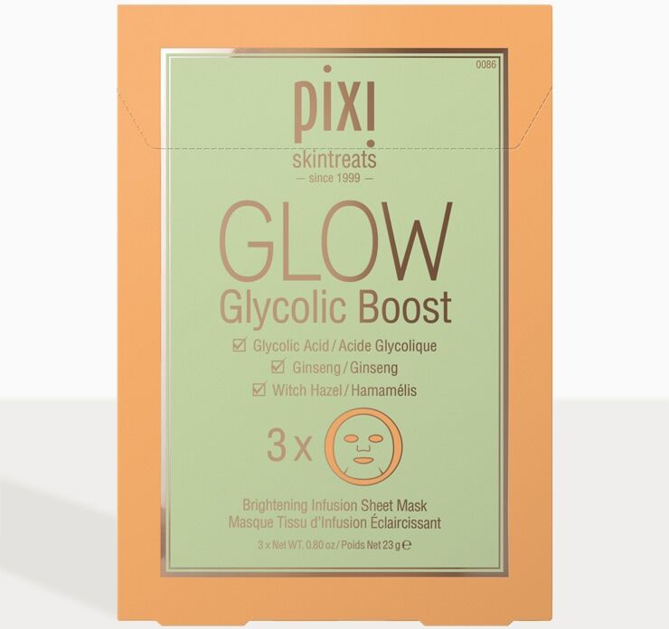 PrettyLittleThing Pixi GLOW Glycolic Boost Pack of 3 Face Masks  - White - Size: One Size