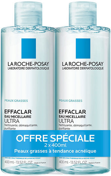 La Roche Posay Effaclar Eau Micellaire Ultra Peaux Grasses Lot de 2 x 400ml