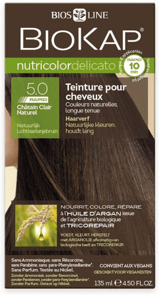 Biokap Nutricolor Delicato Rapid Teinture pour Cheveux 5.0 Châtain Clair Naturel 135ml