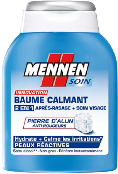 Mennen Soin Baume Calmant 2 en 1 Après-Rasage + Soin Visage Pierre d'Alun Anti-Rougeurs Peaux Réactives Homme 100ml