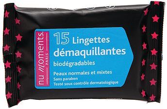 Nu Moments Lingettes Démaquillantes Peaux Normales et Mixtes 15 lingettes