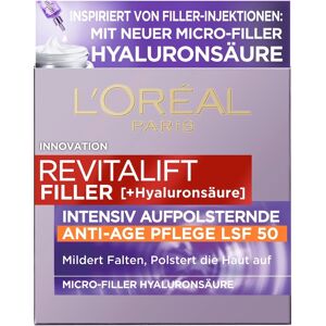 L’Oréal Paris Revitalift Filler Anti-Aging Tagescreme LSF 50 mit Hyaluronsäure Anti-Aging-Gesichtspflege 50 ml Damen