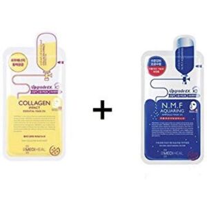 Mediheal N.M.F Aquaring Ampoule Mask Ex (10 Blatt) +mediheal Collagen Impact Essential Mask Rex (10 Blatt) = 20pcs (480ml) - Upgrade-Version