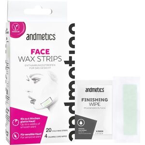 Andmetics Ansigtspleje Voksstrimler Face Wax Strips 20 x Face Wax Strips + 4 x Calming Care Wipes