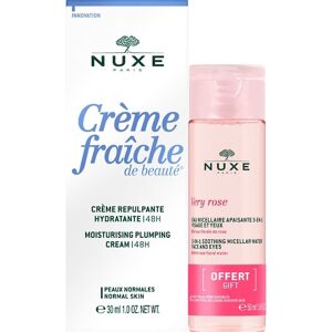 Nuxe Ansigtspleje Crème Fraîche de Beauté Gavesæt Moisturising Plumping Cream 48H 30 ml + 3-in-1 Soothing Micellar Water Very Rose 50 ml