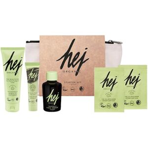 Hej Organic Ansigtspleje Fugtighedspleje Starter Set Cactus Nourishing Fave Tonic 50ml, The Beautifier Face Wash & Peeling 50ml, The Allrounder 24h Face Cream 2x 3ml, The Clean Beauty Clay Mask 15ml, Beauty Bag