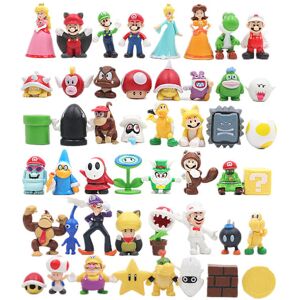 Mwin 48./ Sæt Super Mario Family Luigi Yoshi Bowser Wario Peach Toad Daisy Figurmodell Leksaker