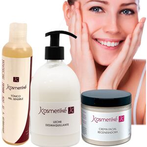 Kit Excellent Antiedad: Crema Facial Regeneradora + Tónico Facial Piel Sensible + Leche Desmaquillante