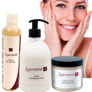 Kit Excellent Antiedad: Crema Facial Regeneradora + Tónico Facial Piel Sensible + Leche Desmaquillante