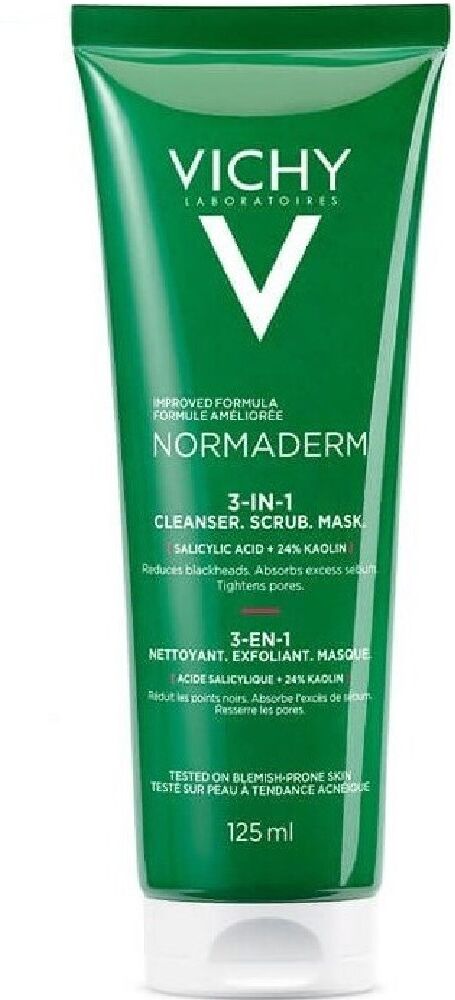 Vichy Normaderm Crema Limpiadora Exfoliante 3 en 1 y Purificante Mask para pieles grasas 125mL