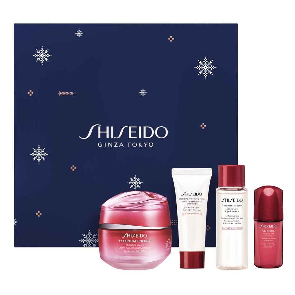 Shiseido Crema hidratante Essential EnergyEE Crema 50 mL Espuma clarificante 15mL Suavizante de tratamiento 30mL Ultimune 10mL 1&nbsp;un.