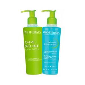 Bioderma Sébium Gel Moussant Nettoyant Purifiant Lot de 2 x 200 ml - Lot 2 x 200 ml - Publicité