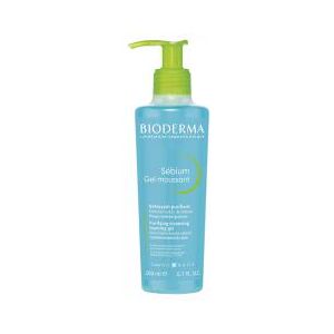 Bioderma Sébium Gel Moussant Purifiant Doux Peaux Mixtes à Grasses 200 ml - Flacon-Pompe 200 ml