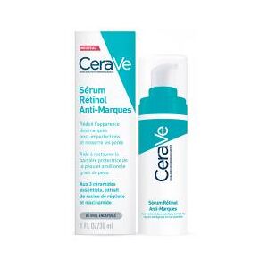 Cerave Acné Sérum Rétinol Anti-Marques 30 ml Enrichi au Rétinol Encapsulé et Aux 3 Céramides Essentiels Pour Peaux à Imperfections Avec Des Marques Post-(Hyperpigmentation Post Inflammatoire ou Pih) - Flacon-Pompe 30 ml - Publicité