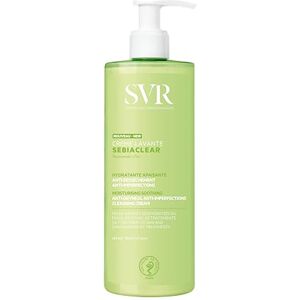 SVR Crème Lavante Visage & Corps Hydratante apaisante Sebiaclear Pour peau à imperfections déshydratée, peau fragilisée Formule Sans Savon, sans parfum Flacon en Matière Recyclée 400 ml - Publicité