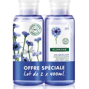 Lot Eau Micellaire Demaquillante Bleuet Bio Klorane 2x400ml