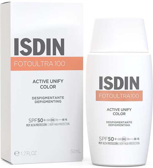 ISDIN FotoUltra Active Unify Color Crème Solaire Visage Teintée Dépigmentante SPF50+ 50ml