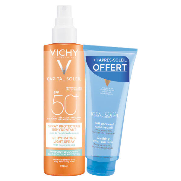 Vichy Capital Soleil Beach Protect Spray Anti-Déshydratation SPF50+ 200ml + Idéal Soleil Lait Apaisant Après Soleil 100ml Offert