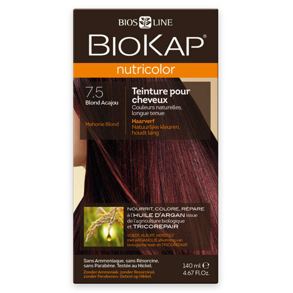 Biokap Nutricolor Teinture pour Cheveux 7.5 Blond Acajou 140ml