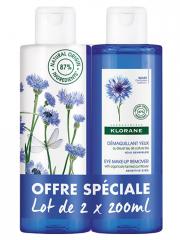 Klorane Bleuet Démaquillant Yeux au Bleuet Bio - Yeux Sensibles - Offre Spéciale Duo 2 x 200 ml - Lot 2 x 200 ml