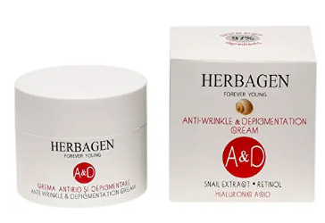 Herbagen crème de nuit à la bave d'escargot anti-rides anti-âge, dépigmentation pour peau sèche, ridée et très tachetée 50 gr