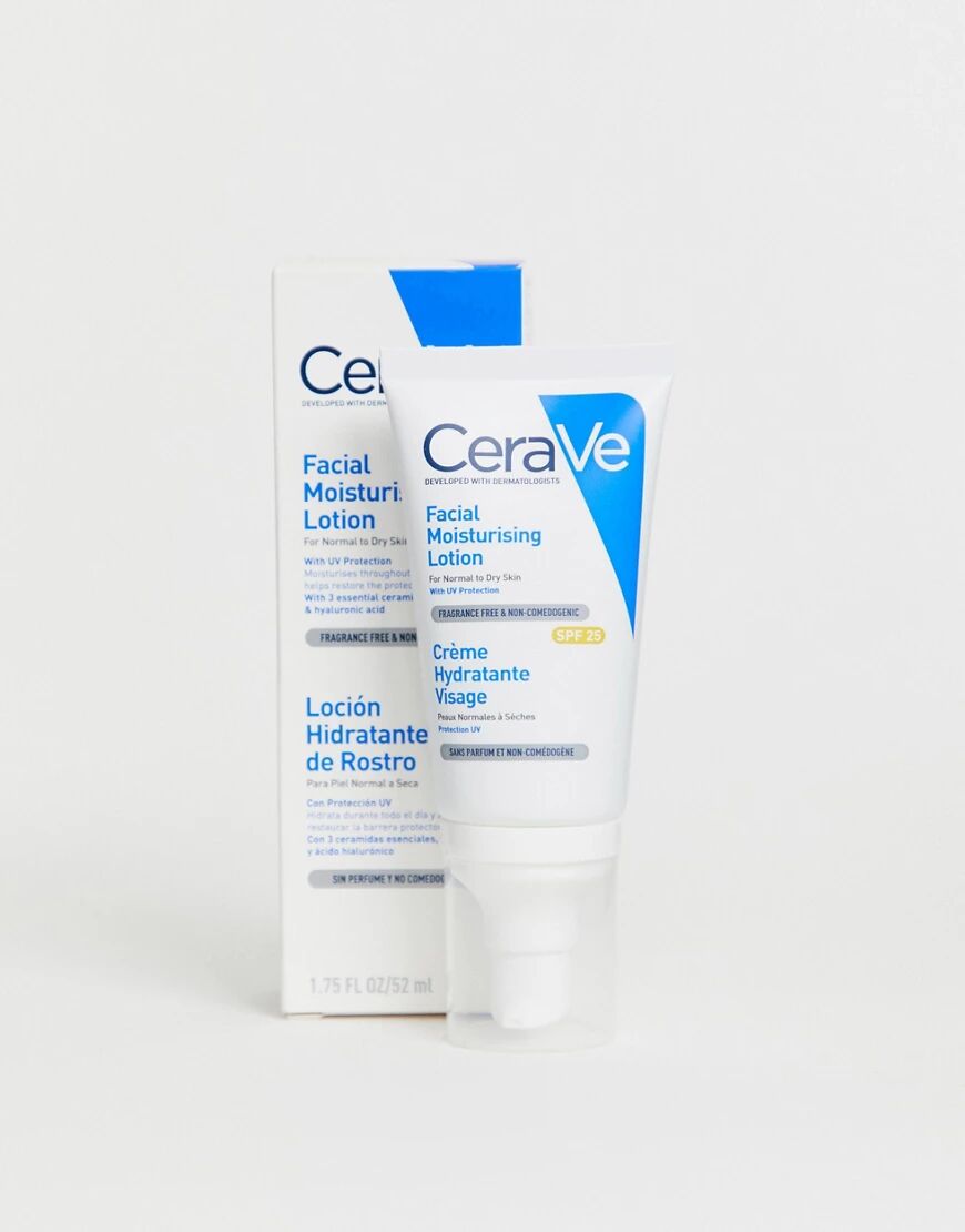 CeraVe AM lightweight hydrating facial moisturising lotion for normal to dry skin SPF 25 52ml-No colour  - Size: No Size