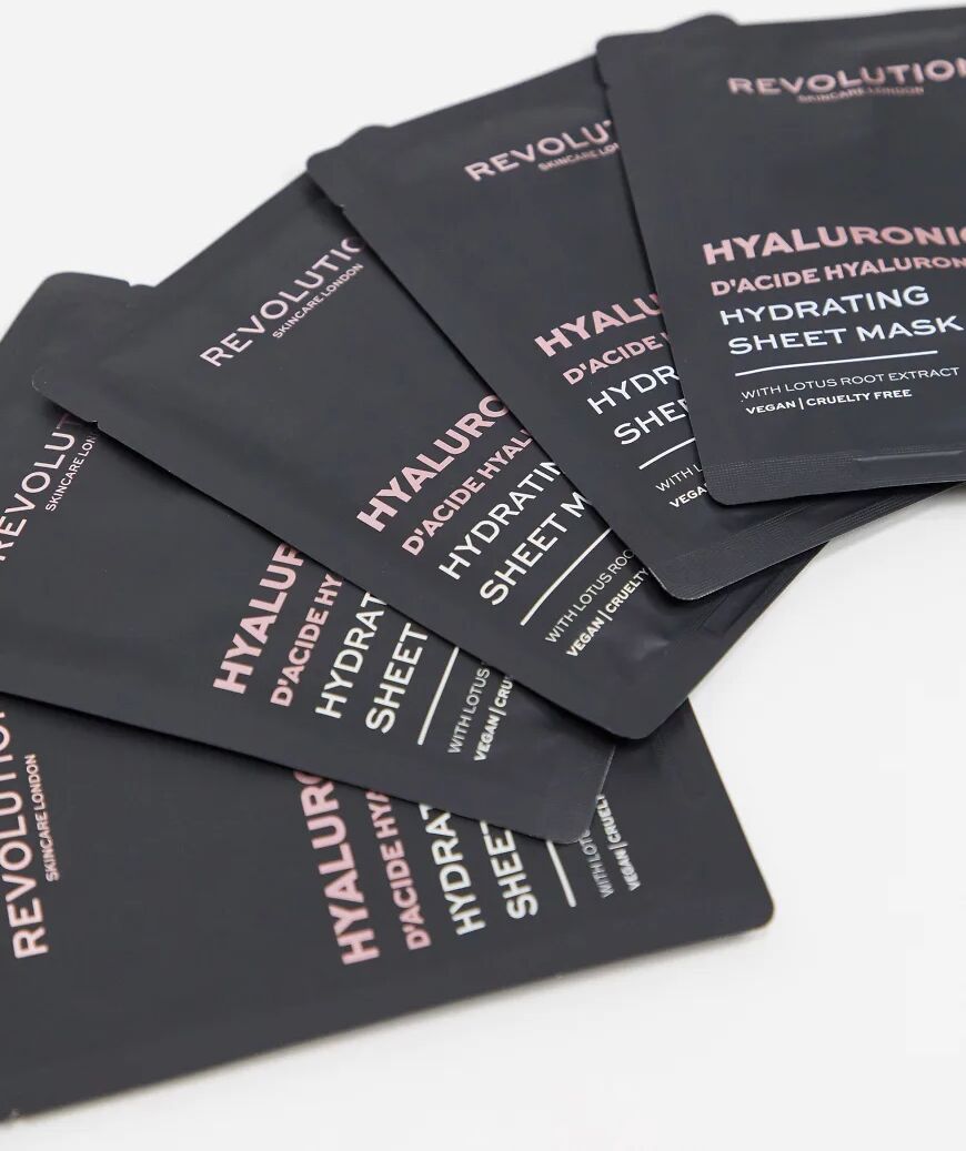 Revolution Skincare Biodegradable Hydrating Hyaluronic Acid Sheet Mask Set x5-No colour  - Size: No Size