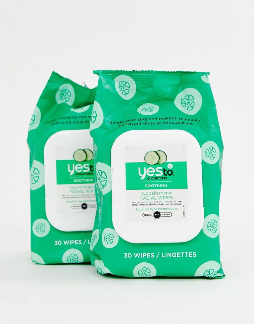 Yes To Cucumber 2 pack soothing facial wipes x 30-No colour  - Size: No Size