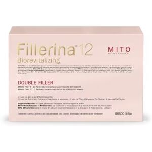 Labo International Srl Fillerina 12 Double Filler Biorevitalizing Mito Grado 5 Bio Detergente 50ml + Gel 14 Dosi da 2ml + Velo Nutriente 14 Dosi da 2ml